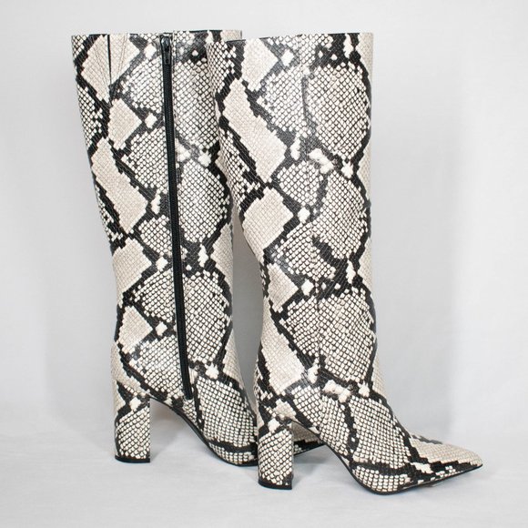 INC International Concepts Natural Pointed Toe Snakeskin Print Heel Boots - Picture 5 of 7